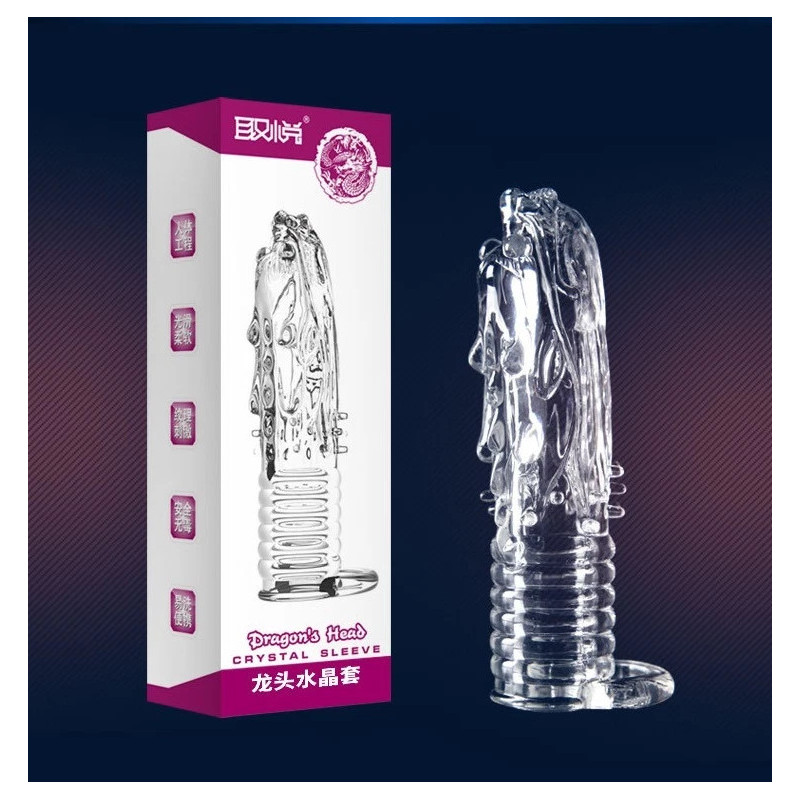Dragon Head Penis Sleeve Enlarge Enhancer Extender Erection Impotence Aid Condom