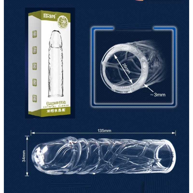Clear Penis Sleeve Condom Enlarge Enhancer Extender Erection Impotence
