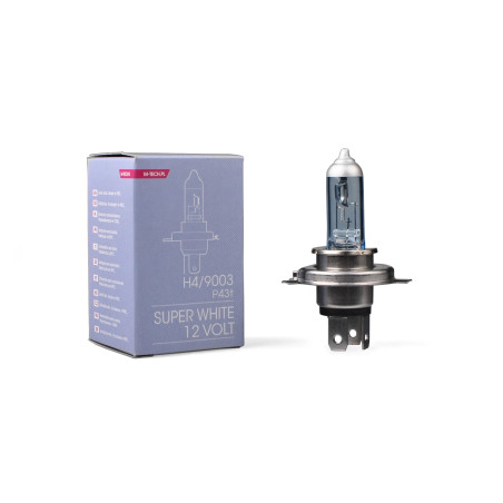 M-TECH SuperWhite H4 9003 HB2 Halogenlampe 12V 60/55W mit UV-Schutz