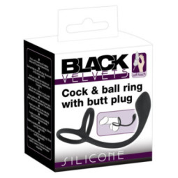 Cock & ball ring with butt plug – Black Velvets