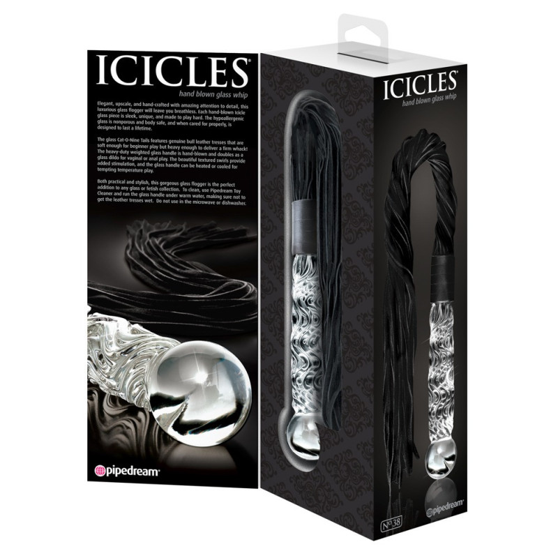 Hand Blown Glass Whip – Icicles