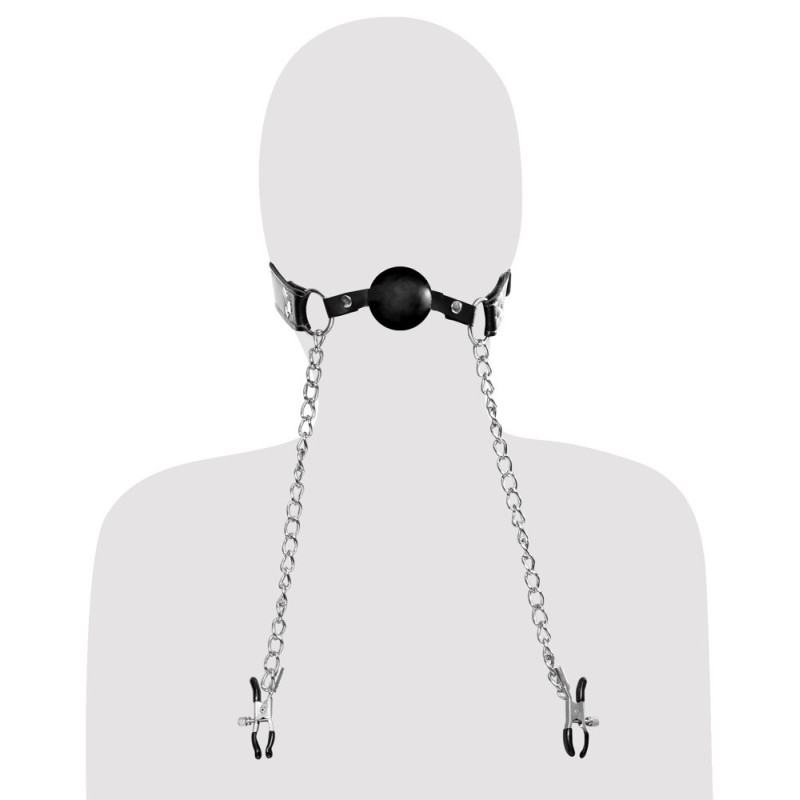 Deluxe Ball Gag and Nipple Clamps – Fetish Fantasy Extreme