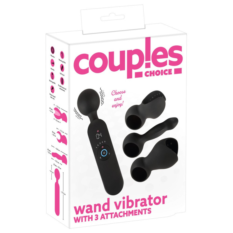 wand vibrator with 3 Attachments – Couples Choice