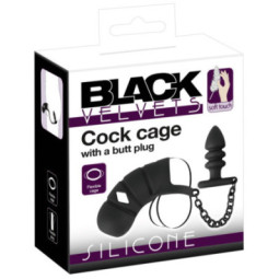 Cock cage with butt plug – Black Velvets