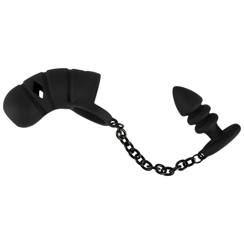 Cock cage with butt plug – Black Velvets