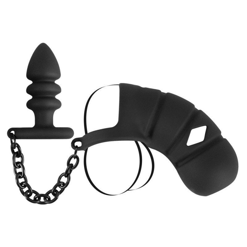 Cock cage with butt plug – Black Velvets