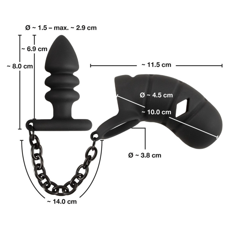 Cock cage with butt plug – Black Velvets