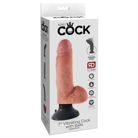 7“ Vibrating Cock with Balls – King Cock