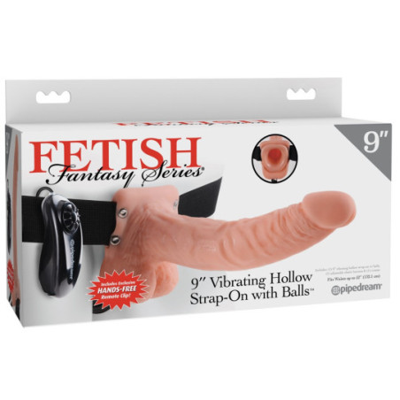 9“ Vibrating Hollow Strap-on with Balls – Fetish Fantasy Ser
