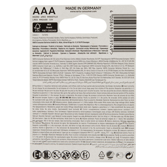 Batterien AAA 4er – Varta