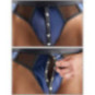 Svenjoyment String in Dunkelblau mit Wetlook und Netz-Einsät