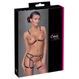 Cottelli LINGERIE BH-Set – busenfreier BH und String ouvert