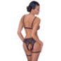 Cottelli LINGERIE BH-Set – busenfreier BH und String ouvert 