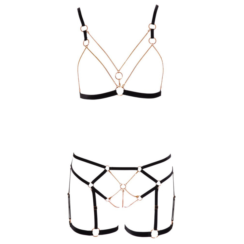 Cottelli LINGERIE BH-Set – busenfreier BH und String ouvert 