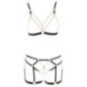 Cottelli LINGERIE BH-Set – busenfreier BH und String ouvert 