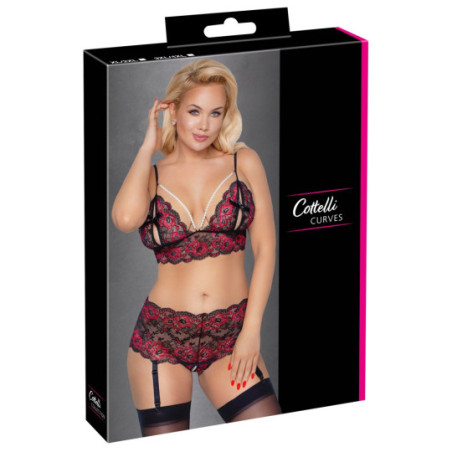 Cottelli CURVES Set: Soft-BH und Straps-Slip ouvert – Cottel