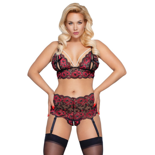 Cottelli CURVES Set: Soft-BH und Straps-Slip ouvert – Cottel
