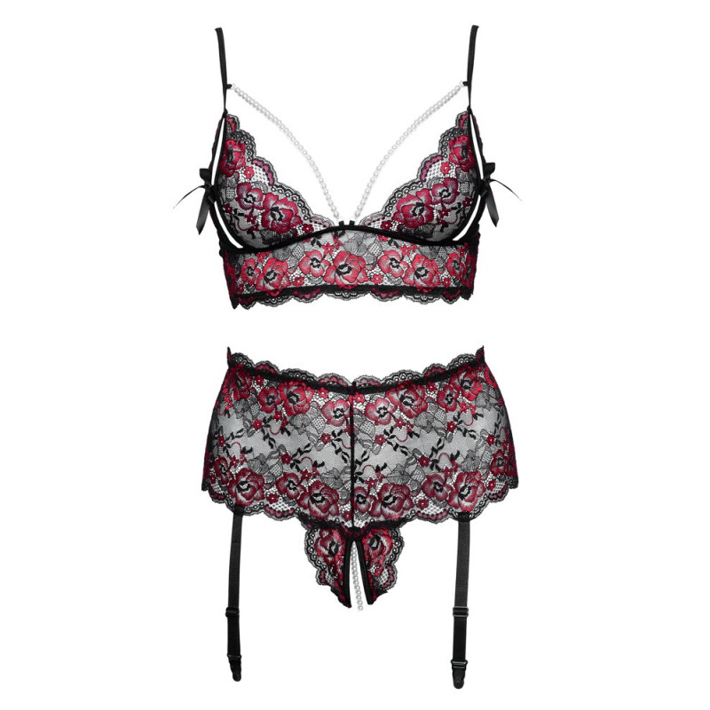 Cottelli CURVES Set: Soft-BH und Straps-Slip ouvert – Cottel