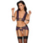 Cottelli BONDAGE Straps-Set mit Bralette, Strapsgurt, String