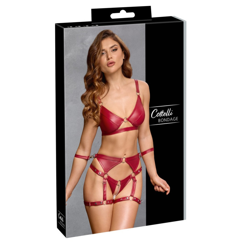 Cottelli BONDAGE Set mit Soft-BH und Straps-Slip ouvert – Co