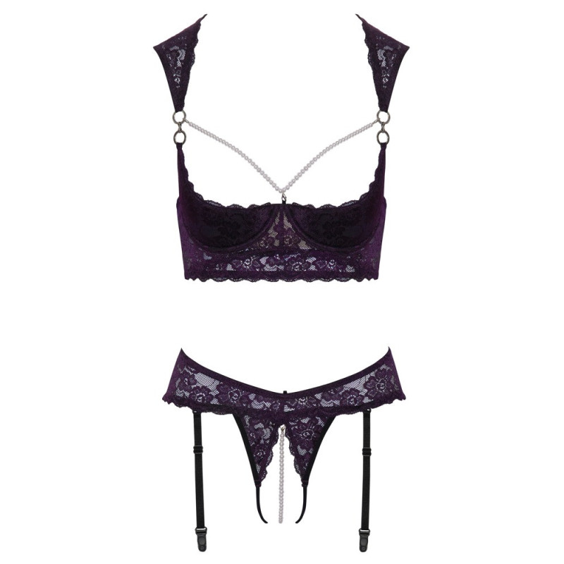 Cottelli LINGERIE Hebe-Set mit Straps-Riostring ouvert – Cot