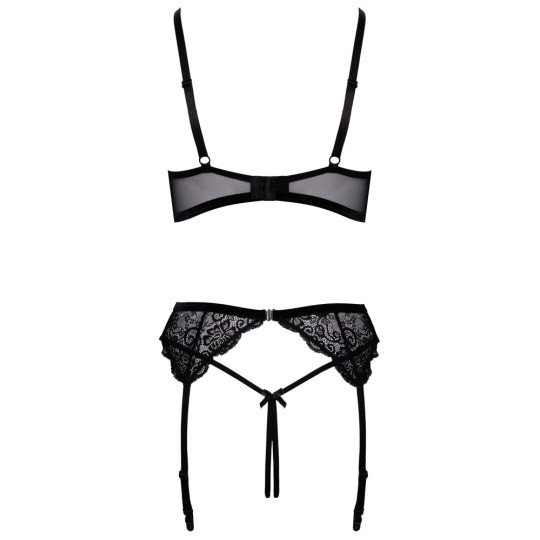 Cottelli LINGERIE Hebe-Set mit Strapsgurt und String ouvert 