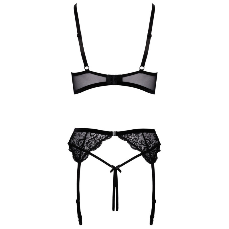 Cottelli LINGERIE Hebe-Set mit Strapsgurt und String ouvert 