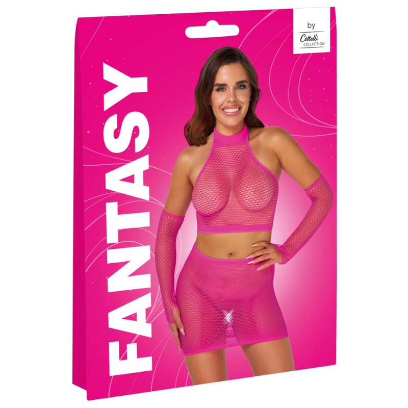 Fantasy by Cottelli 3-teiliges Netz-Set in Pink – Fantasy by