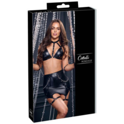 Cottelli BONDAGE Straps-Set mit Riemen-BH, Straps-Minirock u