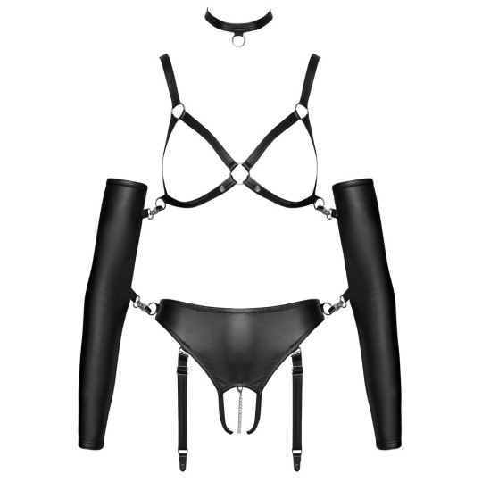 Bad Kitty Ouvert-Set mit Riemen-BH, Straps-Slip, Halsband un
