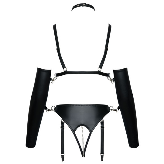 Bad Kitty Ouvert-Set mit Riemen-BH, Straps-Slip, Halsband un
