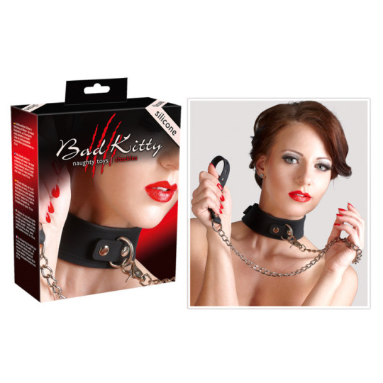 Silikon-Halsband mit Leine – Bad Kitty