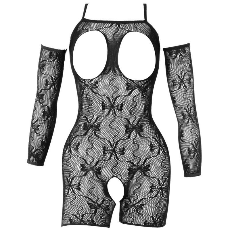 Fantasy by Cottelli Ouvert-Catsuit-Set mit Armstulpen – Fant