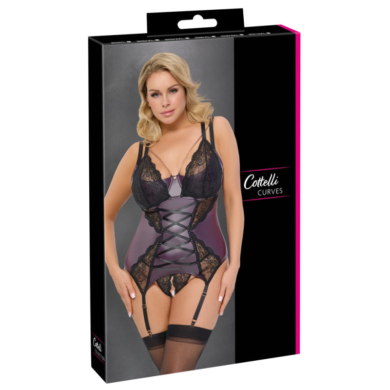 Cottelli CURVES Strapshemd & String ouvert im Set – Cottelli