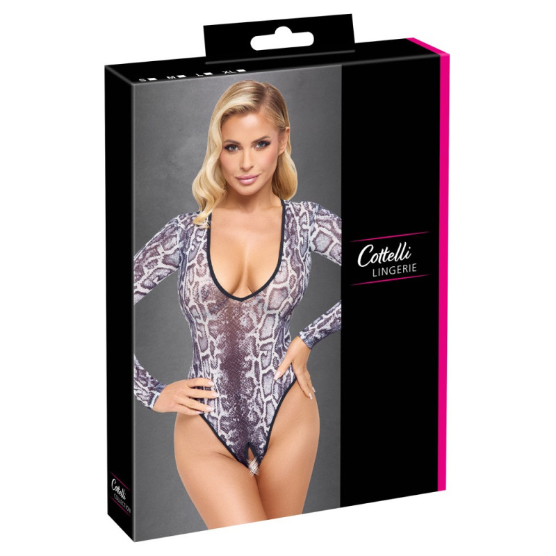 Cottelli LINGERIE Ouvert-Body in Schlangenhaut-Optik – Cotte