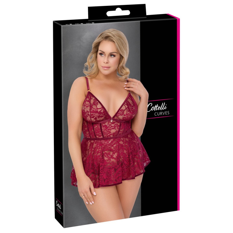 Cottelli CURVES Babydoll und Slip ouvert im Set – Cottelli C